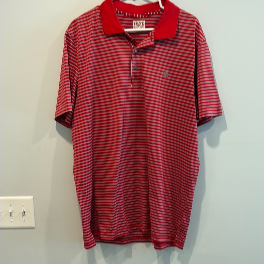 Izod Red Polo Shirt with Classic Stripes